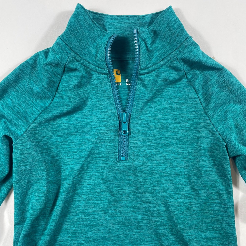 Carhartt 1/4 Zip Pullover Girls Size 5 Force Peplum Performance‎ Teal